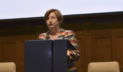 La presidenta de la Corte Penal Internacional este martes en La Haya. 