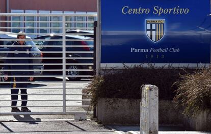 Entrada de la ciudad deportiva del Parma, en Collecchio.