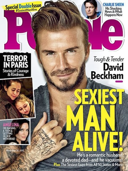 La portada de 2015 la ocupó David Beckham: “Nunca he sentido que sea una persona atractiva”, decía el exfutbolista tras el nuevo título otorgado por la revista 'People'.