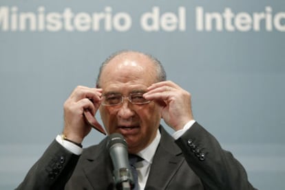 Jorge Fernández Díaz, durante su discurso en la sede de Interior.