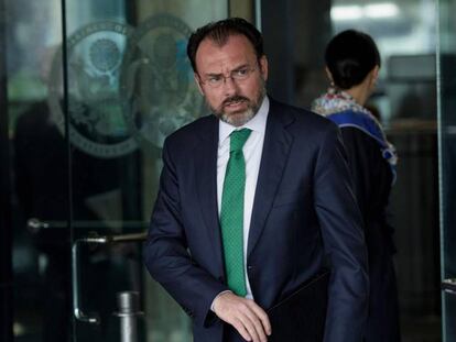 Luis Videgaray sale del Departamento de Estado este miércoles.