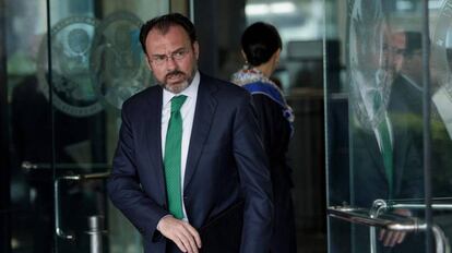 Luis Videgaray sale del Departamento de Estado este miércoles.