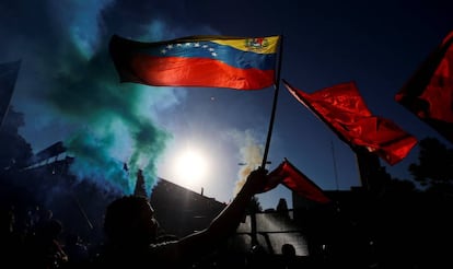 Una protesta a favor de Nicolás Maduro en Buenos Aires. 