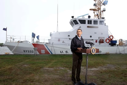 El presidente de EE UU, Barack Obama, durante su intervención tras visitar la zona afectada por el vertido de crudo en el Golfo de México.