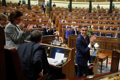 El presidente del Gobierno, Pedro Sánchez, durante la sesión plenaria este 24 de enero en el Congreso de los Diputados en Madrid.