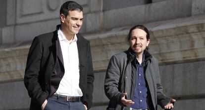 Pedro Sánchez y Pablo Iglesias este miércoles.