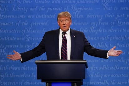 Trump, durante un momento del debate presidencial de EE UU.
