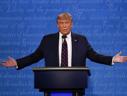 Trump, durante un momento del debate presidencial de EE UU.