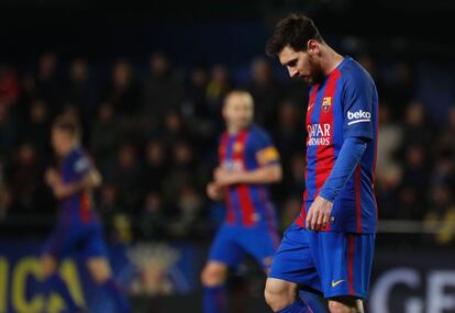 Messi durante el encuentro con el Villareal.