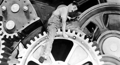 Chaplin, en 'Tiempos modernos'.