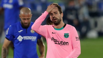 Gerard Piqué, durante el partido ante el Getafe.