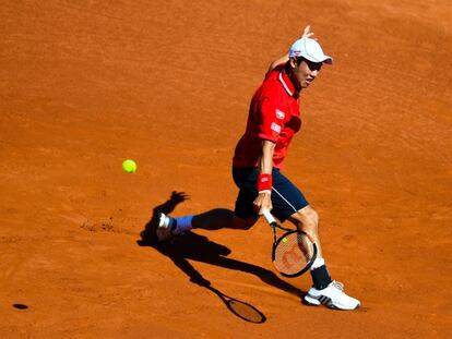 Nishikori, durante el partido ante Gabashvili.