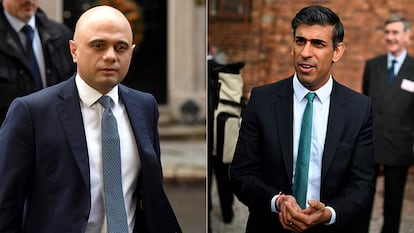 El exministro de Sanidad británico, Sajid Javid, y el exministro de Hacienda y Finanzas británico, Rishi Sunak.