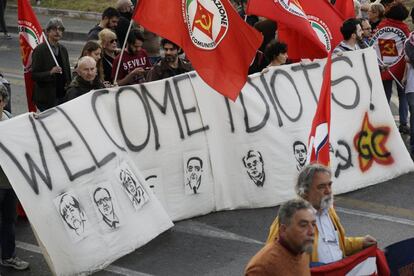 Manifestación contra los líderes de la Unión Europea en Roma.