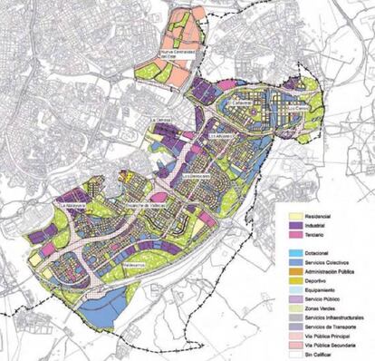 Desarrollos del Sureste contemplados en el Plan General de Ordenación Urbana de Madrid de 1997.