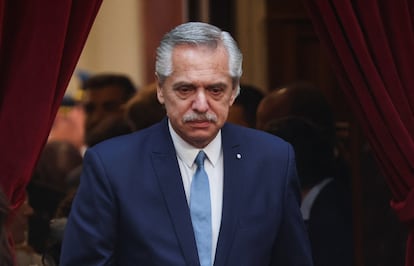 El presidente de Argentina, Alberto Fernández, durante una sesión en el Congreso, este miércoles.