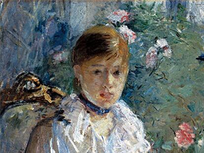 Retrato <i>Joven sentada. El verano<i>, de Berthe Morisot (hacia 1879-1880).