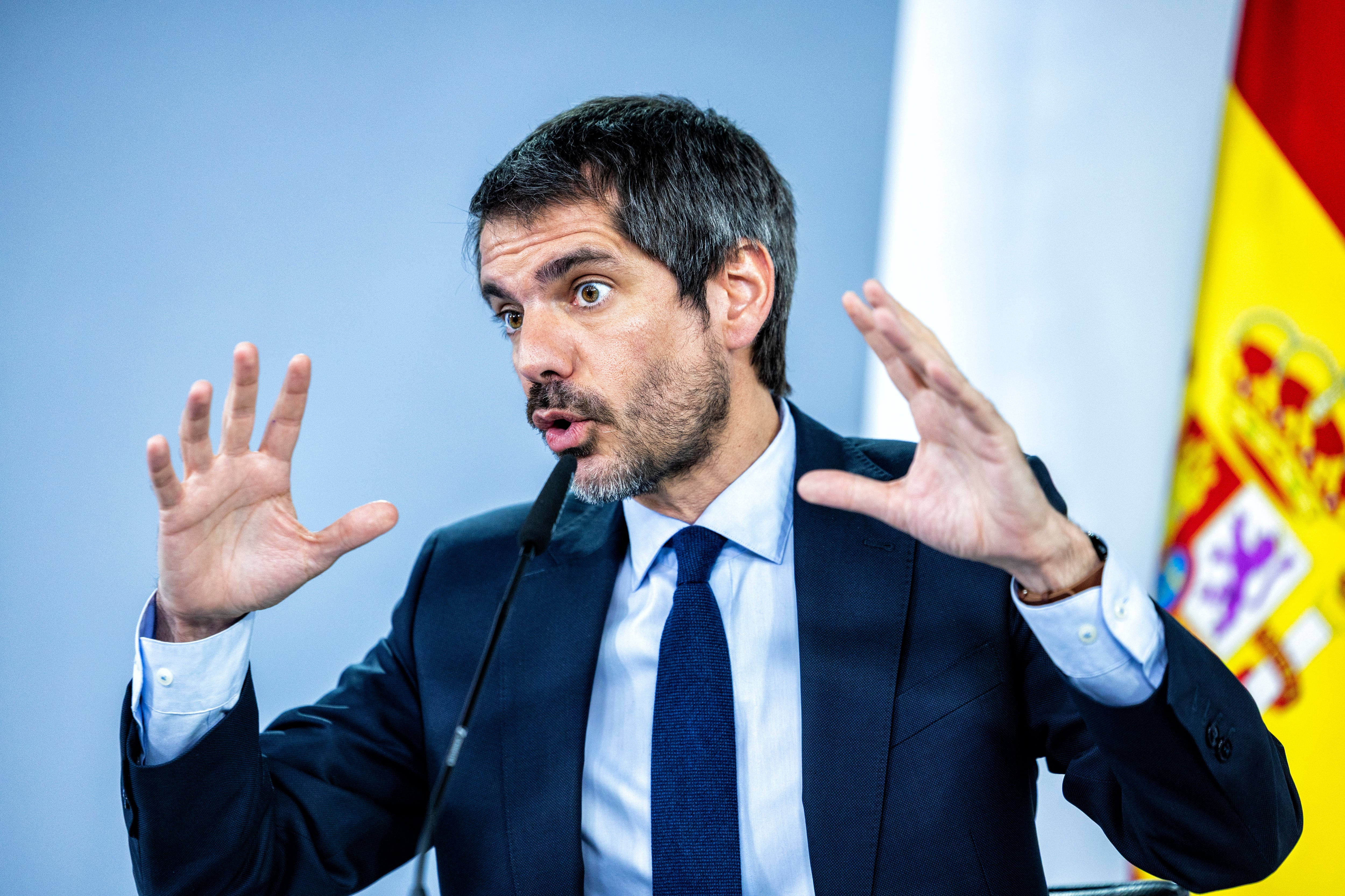 El ministro de Cultura, Ernest Urtasun, en su comparecencia tras el Consejo de Ministros, este martes.