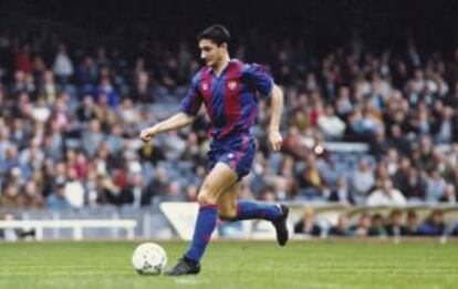 Valverde, en un partido del Barcelona en 1989.