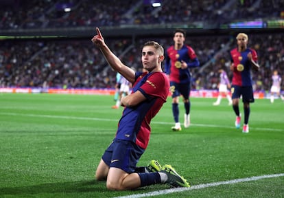 Fermín celebra su gol ante el Valladolid.