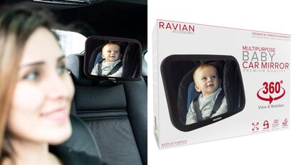 accesorios de seguridad para el coche: espejo retrovisor interior para supervisar niños.