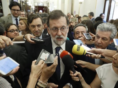 El presidente del Gobierno, Mariano Rajoy, tras la votaci&oacute;n de la moci&oacute;n de censura.