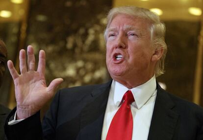 Donald Trump. durante la rueda de prensa celebrada en Nueva York.