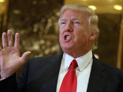 Donald Trump. durante la rueda de prensa celebrada en Nueva York.