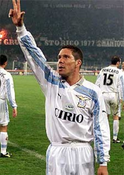 Simeone, tras ganar con un gol suyo el Lazio al Juventus en 2000