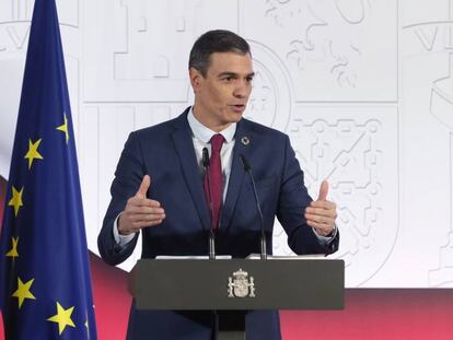 El presidente del Gobierno, Pedro Sánchez, en la última rueda de prensa posterior al Consejo de Ministros. 