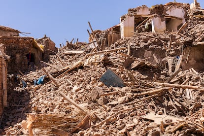 Una casa del pueblo totalmente derruida.