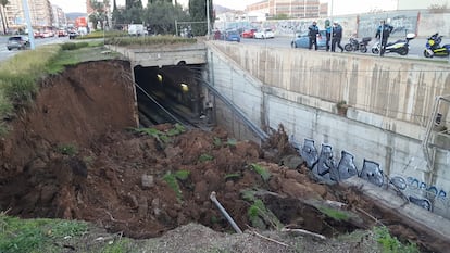 Desprendimiento a la salida de un túnel en Terrassa