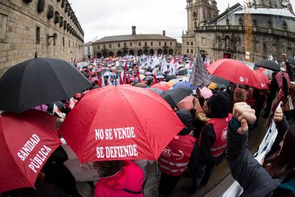 Manifestación en febrero de 2018 en Santiago en defensa de la sanidad pública.