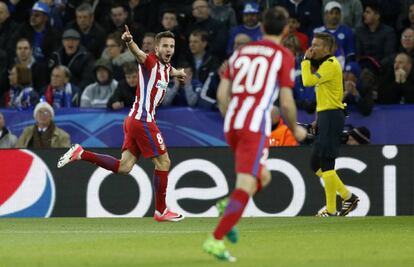 Saúl Niguez celebra su gol.
