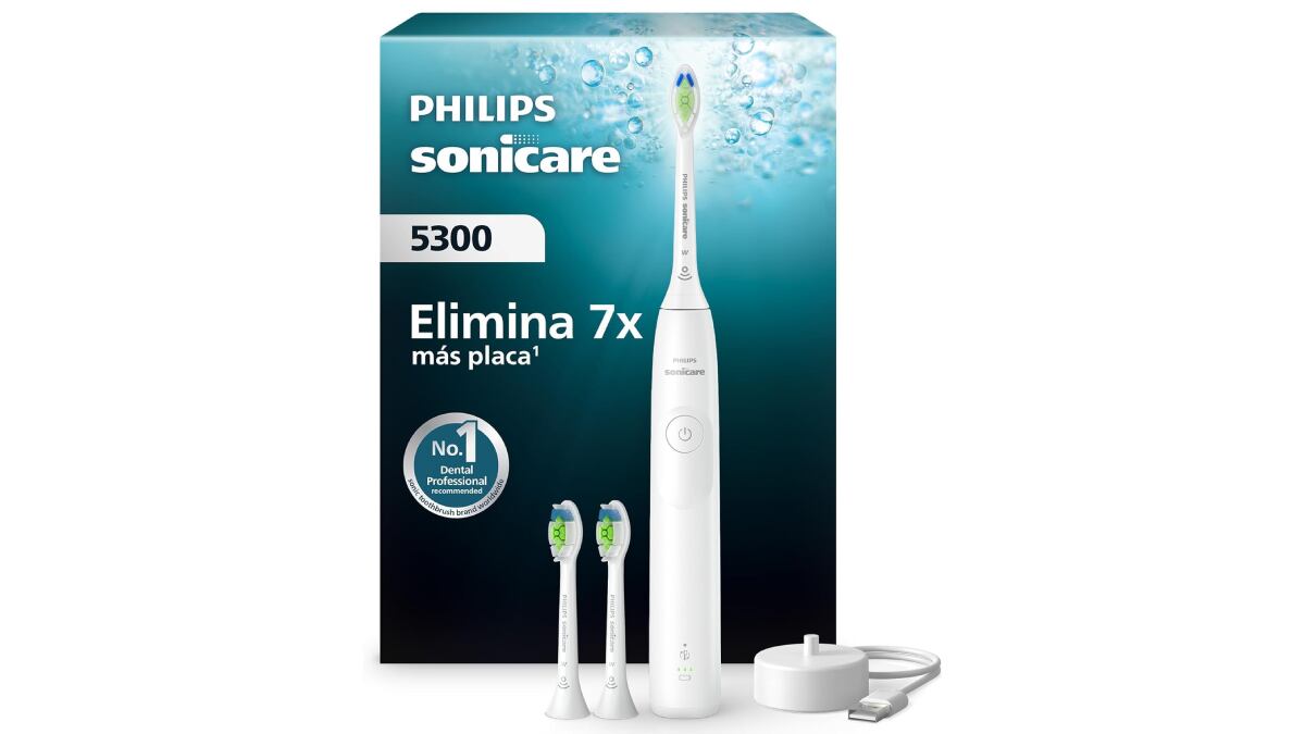 Cepillo de dientes eléctrico Philips 5300 con alerta de presión.