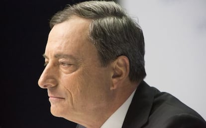 El presidente del BCE, Mario Draghi, en la rueda de prensa de enero.