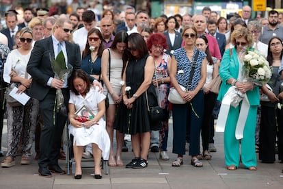 Víctimas del atentado de Barcelona y Cambrils, en el homenaje del pasado 17 de agosto en la Rambla de Barcelona.