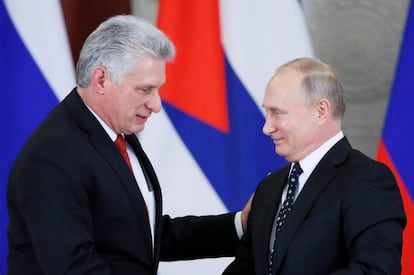 El presidene cubano, Miguel Díaz-Canel, y el ruso, Vladimir Putin