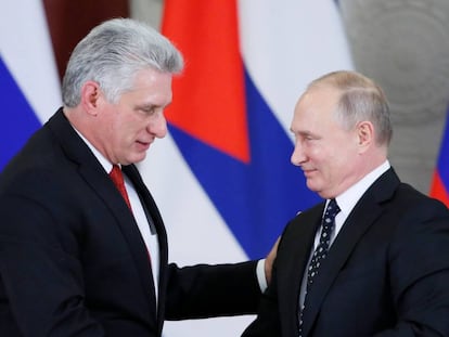 El presidene cubano, Miguel Díaz-Canel, y el ruso, Vladimir Putin, en el Kremlin, en una imagen de 2018.