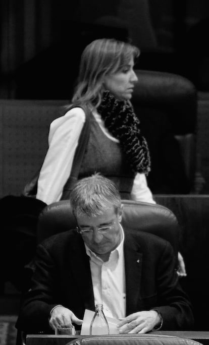 Tania Sánchez Melero y Gregorio Gordo, en la Asamblea de Madrid.