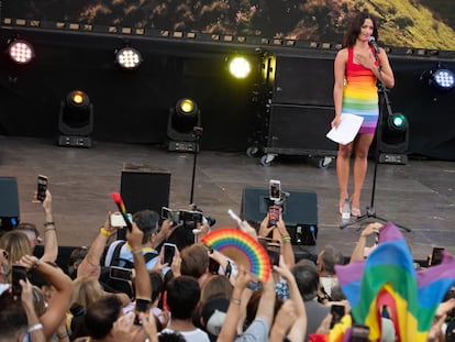 La cantante Chanel da el pregón en el Orgullo LGTB, a 6 de julio de 2022, en Madrid (España).