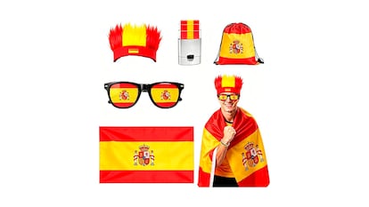 Spain merchandising world cup 2026 on white background.