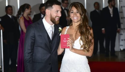 Leo Messi y Antonella Roccuzzo, el 30 de junio, el día de su boda.