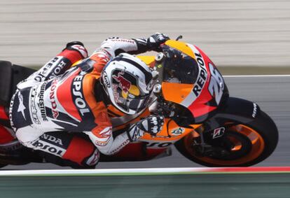 Dani Pedrosa, en una de las sesiones de hoy en el Gran Premio de Montmeló.