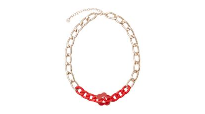 Collar dorado con flor roja estilo Chunky de United Colors of Benetton