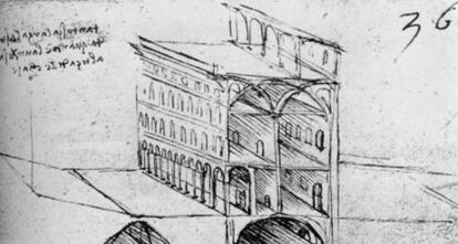 Plano de Leonardo da Vinci para la ciudad ideal, diseñada tras las plagas bubónicas que azotaron Milán entre 1484 y 1485.