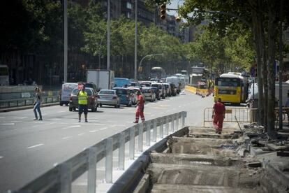 Les barreres de seguretat de la Gran Via de Barcelona.