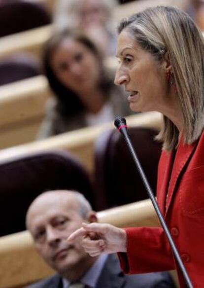 La ministra de Fomento, Ana Pastor, durante una de sus intervenciones en el pleno del Senado de hoy.