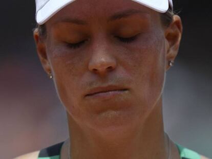 Kerber, durante el partido frente a Makarova en la central.