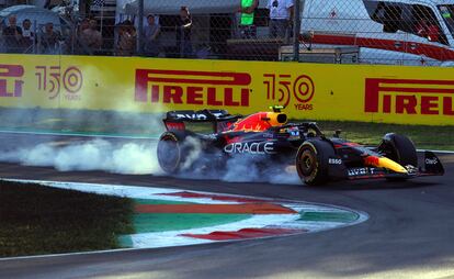 El coche de Checo Pérez durante el Gran Premio de Italia.